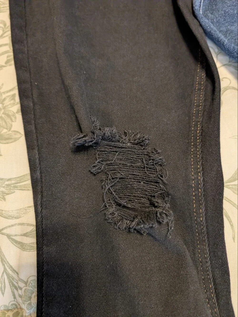 Almost Famous Black and Blue Two-Tone Skinny Jeans with Ripped Details
